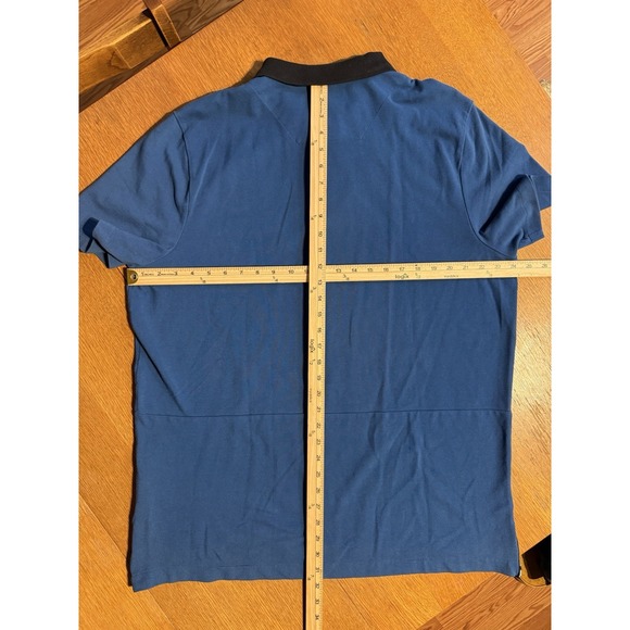 Nike Polo XXL Vintage 90s Blue Black Collar Tennis Shirt Big Logo 100% Cotton - Picture 7 of 8